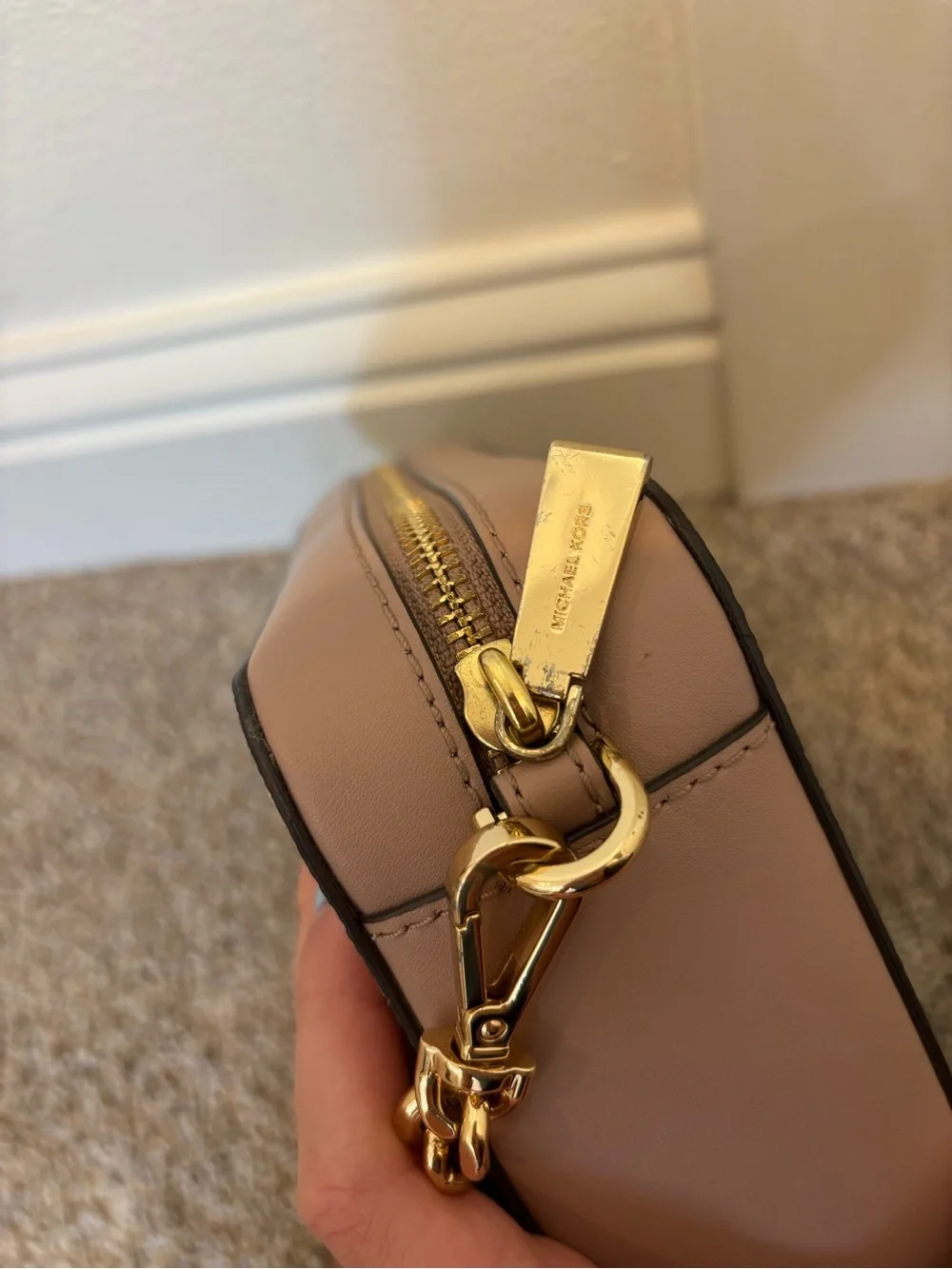Michael Kors Blush Signature Crossbody with Gold Chain